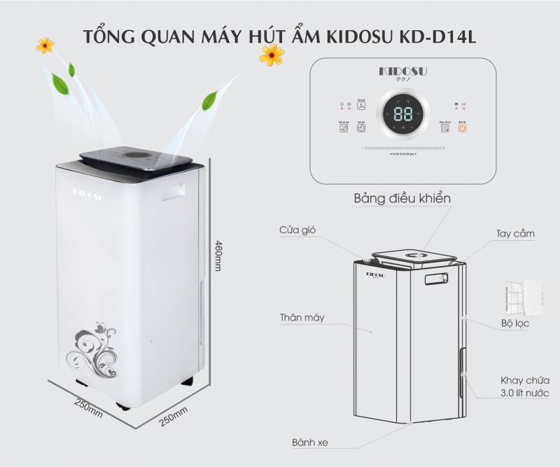 Máy Hút Ẩm Kidosu 14 Lít KD-D14L