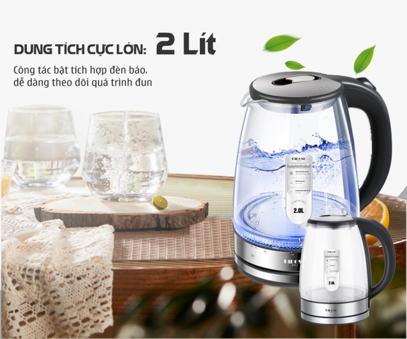 Ấm Siêu Tốc Kidosu Thủy Tinh KD-GK25