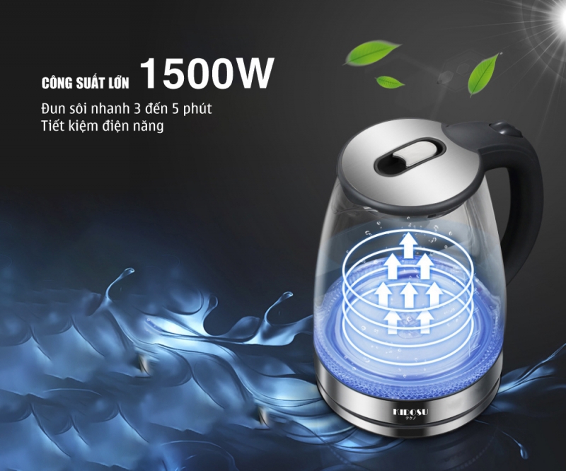 Ấm Siêu Tốc Kidosu Thủy Tinh KD-GK25
