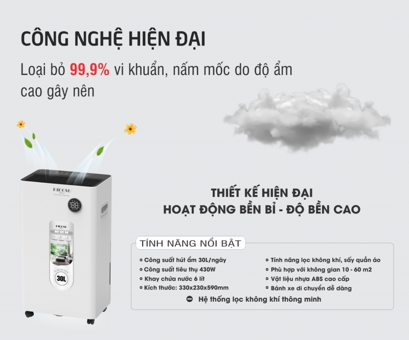 Máy hút ẩm Kidosu 30 lít